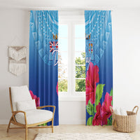 Bula Fiji Day Window Curtain Traditional Tapa Pattern With Hibiscus LT05 - Polynesian Pride