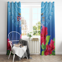 Bula Fiji Day Window Curtain Traditional Tapa Pattern With Hibiscus LT05 - Polynesian Pride