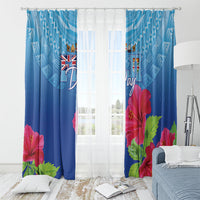 Bula Fiji Day Window Curtain Traditional Tapa Pattern With Hibiscus LT05 - Polynesian Pride