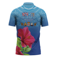Bula Fiji Day Zipper Polo Shirt Traditional Tapa Pattern With Hibiscus LT05 - Polynesian Pride