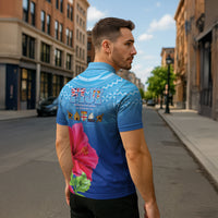 Bula Fiji Day Zipper Polo Shirt Traditional Tapa Pattern With Hibiscus LT05 - Polynesian Pride