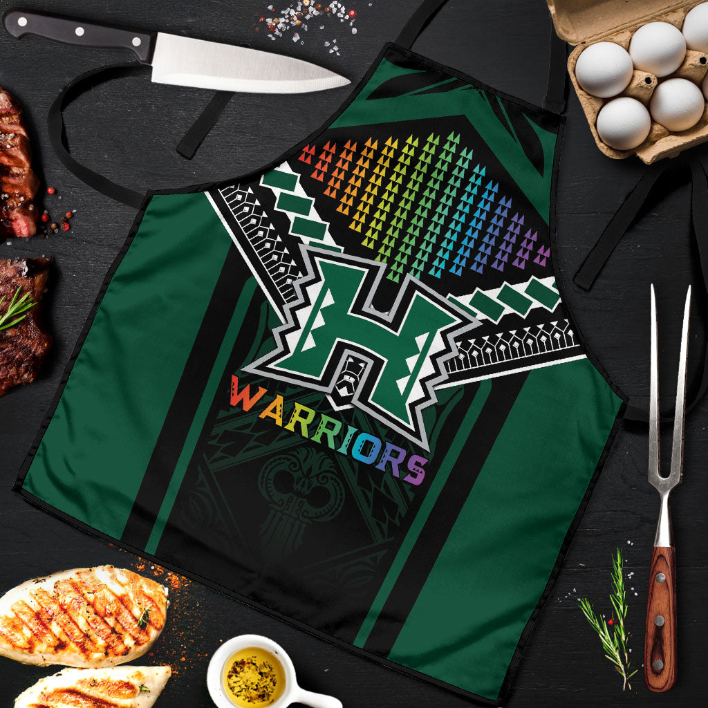 Hawaii Warriors Football Apron Rainbow Kakau Pattern Black LT05 Black - Polynesian Pride
