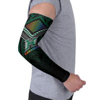 Custom Hawaii Warriors Football Arm Sleeves Rainbow Kakau Pattern Black LT05 - Polynesian Pride