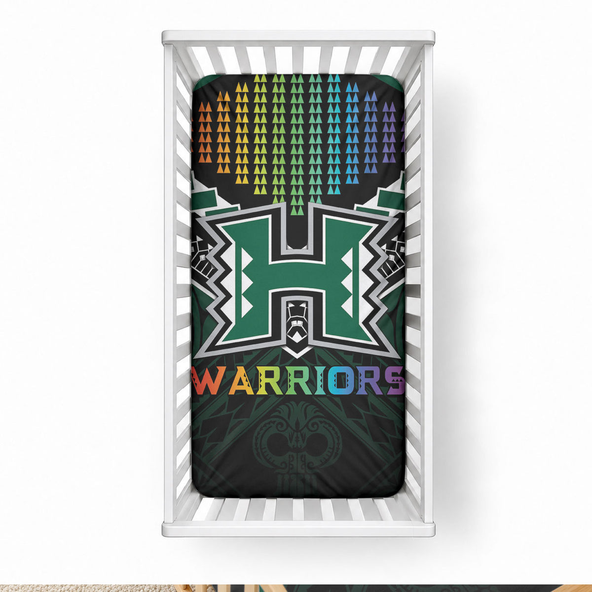 Hawaii Warriors Football Baby Bed Cover Rainbow Kakau Pattern Black LT05 28 × 52 in Black - Polynesian Pride
