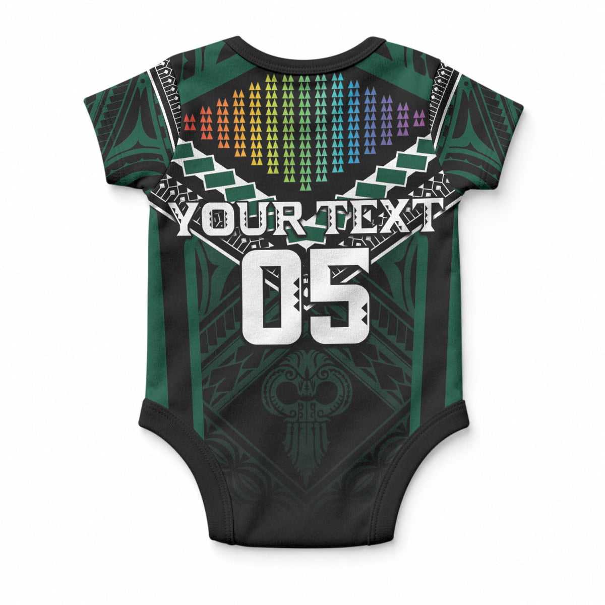 Custom Hawaii Warriors Football Baby Onesie Rainbow Kakau Pattern Black LT05 - Polynesian Pride