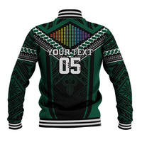 Custom Hawaii Warriors Football Baseball Jacket Rainbow Kakau Pattern Black LT05 - Polynesian Pride
