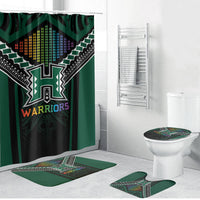 Hawaii Warriors Football Bathroom Set Rainbow Kakau Pattern Black LT05 Bathroom Set (4 pcs) Black - Polynesian Pride