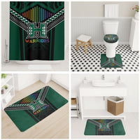 Hawaii Warriors Football Bathroom Set Rainbow Kakau Pattern Black LT05 - Polynesian Pride