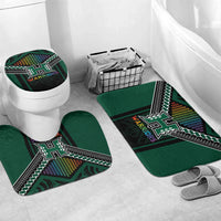 Hawaii Warriors Football Bathroom Set Rainbow Kakau Pattern Black LT05 Mat Set Only (3 pcs) One Size Black - Polynesian Pride