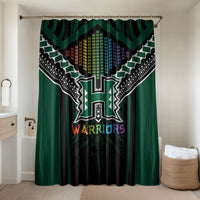 Hawaii Warriors Football Bathroom Set Rainbow Kakau Pattern Black LT05 Shower Curtain Only Black - Polynesian Pride