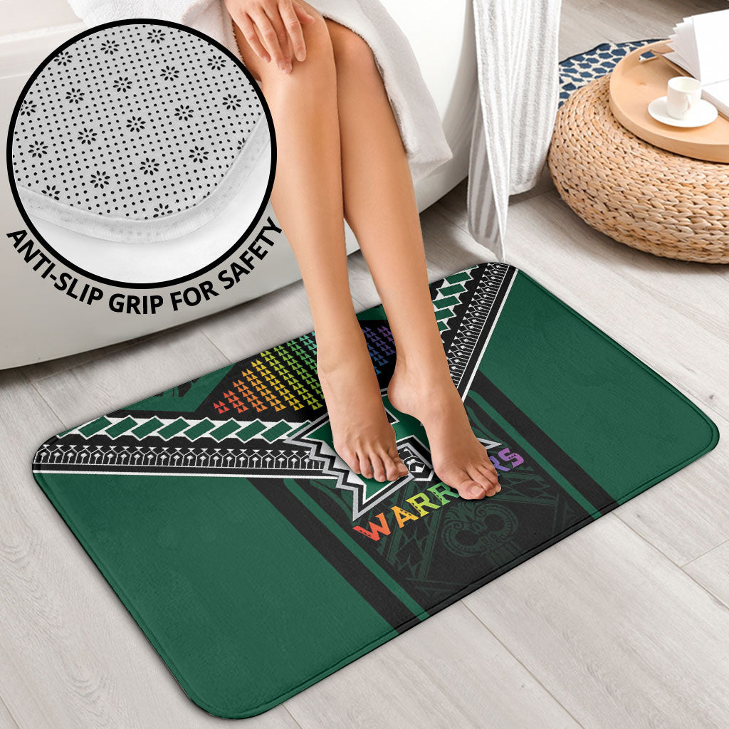 Hawaii Warriors Football Bathroom Set Rainbow Kakau Pattern Black LT05 - Polynesian Pride