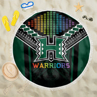 Hawaii Warriors Football Beach Blanket Rainbow Kakau Pattern Black LT05 One Size 150cm Black - Polynesian Pride