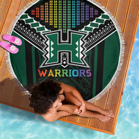 Hawaii Warriors Football Beach Blanket Rainbow Kakau Pattern Black LT05 - Polynesian Pride