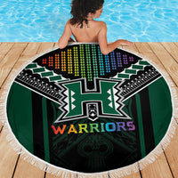 Hawaii Warriors Football Beach Blanket Rainbow Kakau Pattern Black LT05 - Polynesian Pride