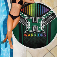 Hawaii Warriors Football Beach Blanket Rainbow Kakau Pattern Black LT05 - Polynesian Pride