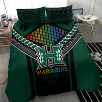 Hawaii Warriors Football Bedding Set Rainbow Kakau Pattern Black LT05 - Polynesian Pride