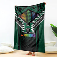 Hawaii Warriors Football Blanket Rainbow Kakau Pattern Black LT05 - Polynesian Pride