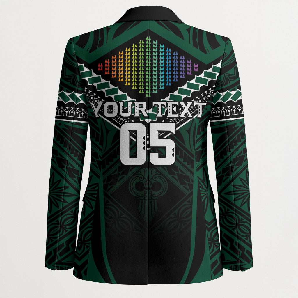 Custom Hawaii Warriors Football Blazer Rainbow Kakau Pattern Black LT05 - Polynesian Pride