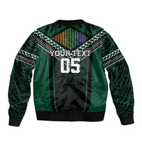 Custom Hawaii Warriors Football Bomber Jacket Rainbow Kakau Pattern Black LT05 - Polynesian Pride