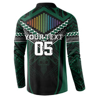 Custom Hawaii Warriors Football Button Sweatshirt Rainbow Kakau Pattern Black LT05 - Polynesian Pride