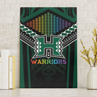 Hawaii Warriors Football Canvas Wall Art Rainbow Kakau Pattern Black LT05 Without Frame Black - Polynesian Pride