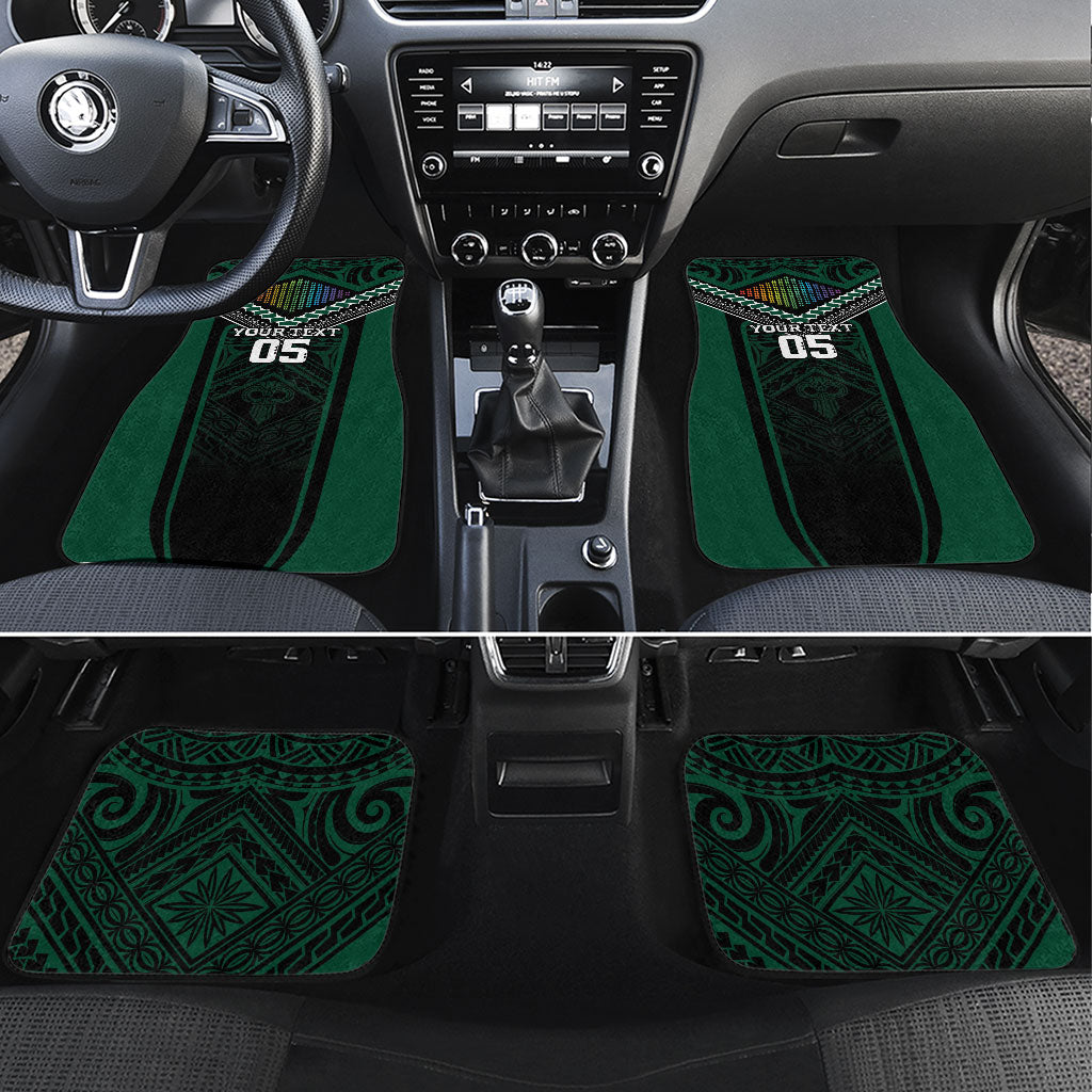 Custom Hawaii Warriors Football Car Mats Rainbow Kakau Pattern Black LT05 Set 4pcs Black - Polynesian Pride