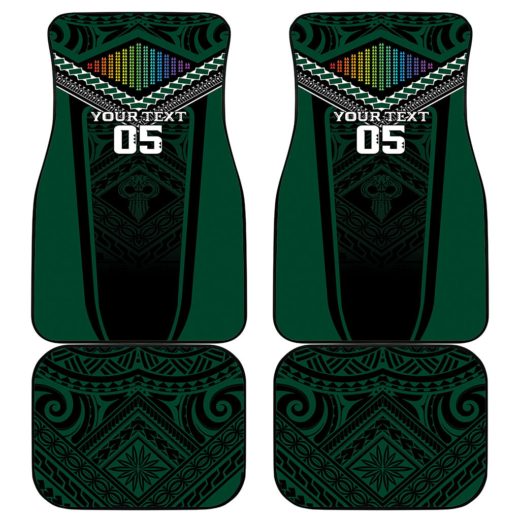Custom Hawaii Warriors Football Car Mats Rainbow Kakau Pattern Black LT05 - Polynesian Pride