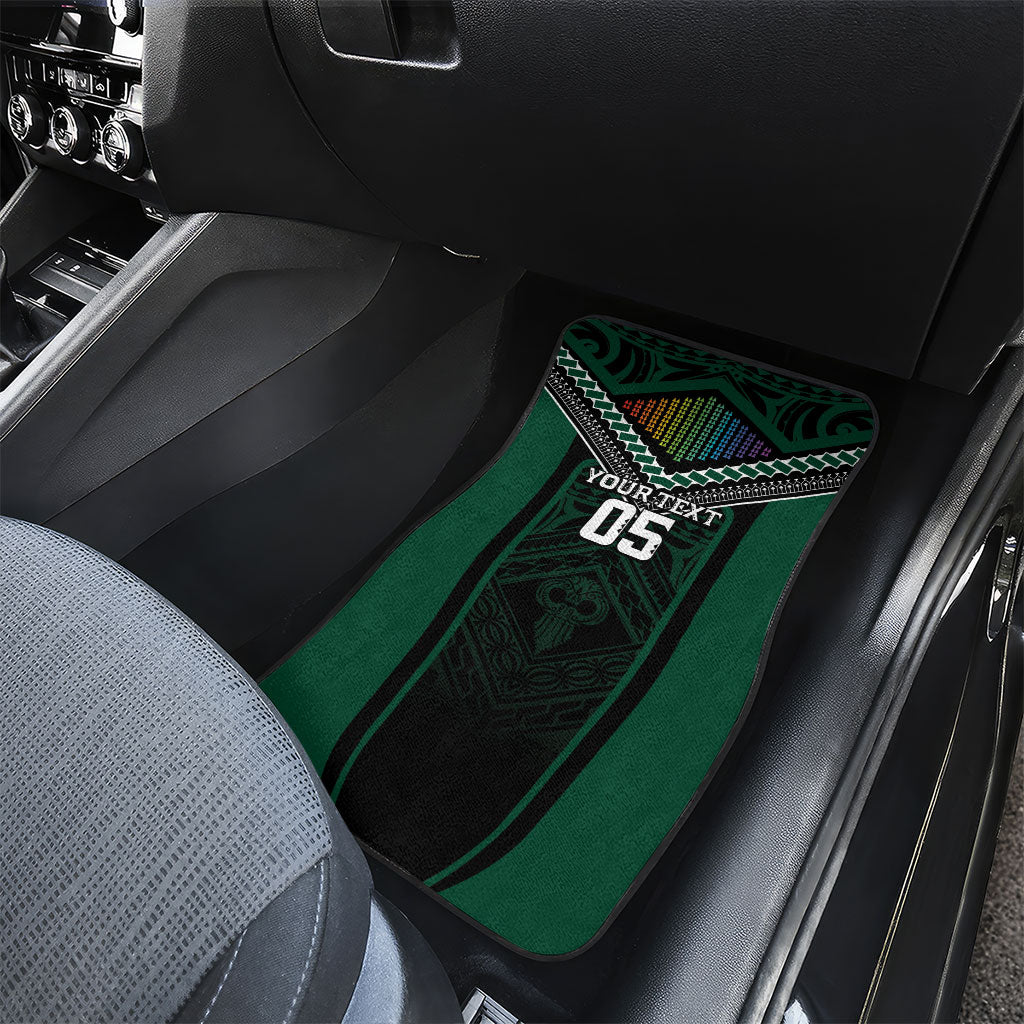Custom Hawaii Warriors Football Car Mats Rainbow Kakau Pattern Black LT05 - Polynesian Pride
