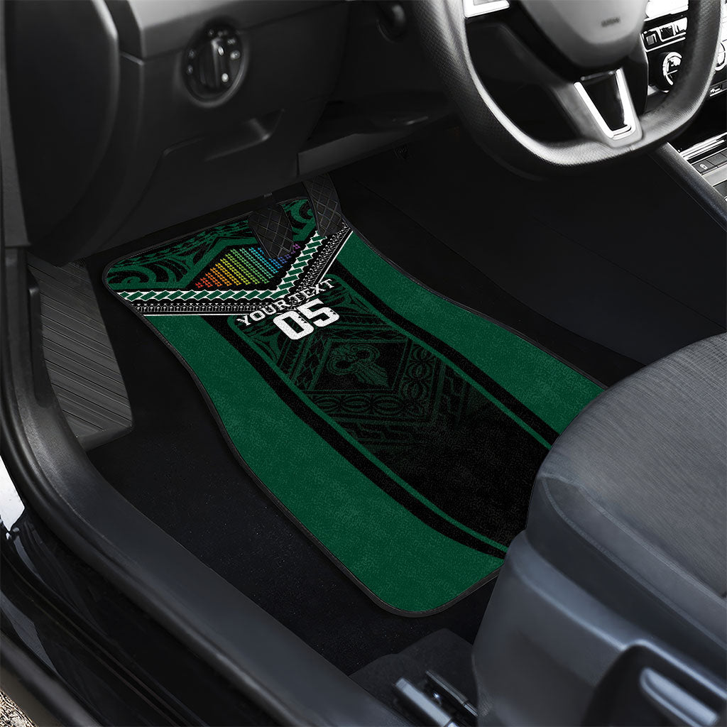 Custom Hawaii Warriors Football Car Mats Rainbow Kakau Pattern Black LT05 - Polynesian Pride