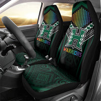 Hawaii Warriors Football Car Seat Cover Rainbow Kakau Pattern Black LT05 - Polynesian Pride