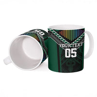 Custom Hawaii Warriors Football Ceramic Mug Rainbow Kakau Pattern Black LT05 - Polynesian Pride