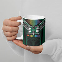 Custom Hawaii Warriors Football Ceramic Mug Rainbow Kakau Pattern Black LT05 - Polynesian Pride