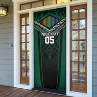 Custom Hawaii Warriors Football Door Cover Rainbow Kakau Pattern Black LT05 - Polynesian Pride