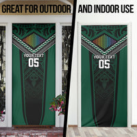 Custom Hawaii Warriors Football Door Cover Rainbow Kakau Pattern Black LT05 - Polynesian Pride