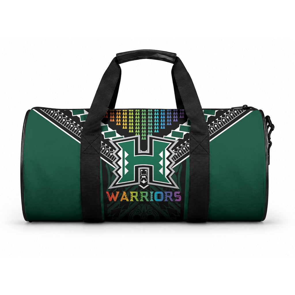 Hawaii Warriors Football Duffle Bag Rainbow Kakau Pattern Black LT05 One size Black - Polynesian Pride