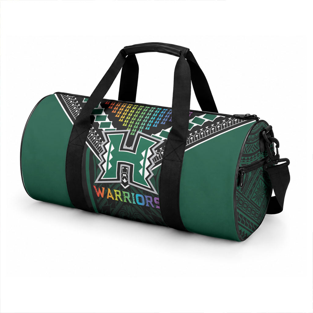 Hawaii Warriors Football Duffle Bag Rainbow Kakau Pattern Black LT05 - Polynesian Pride