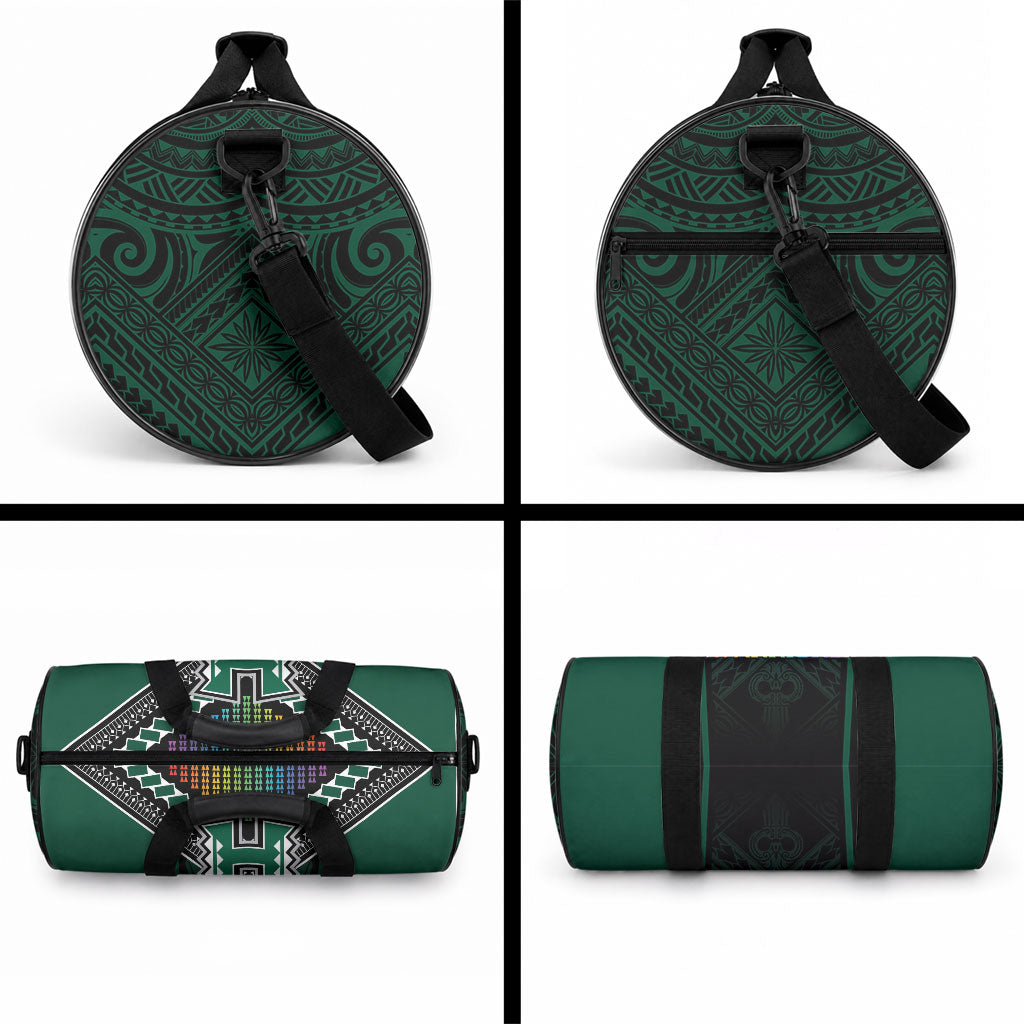 Hawaii Warriors Football Duffle Bag Rainbow Kakau Pattern Black LT05 - Polynesian Pride