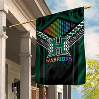 Hawaii Warriors Football Garden Flag Rainbow Kakau Pattern Black LT05 House Flag Black - Polynesian Pride