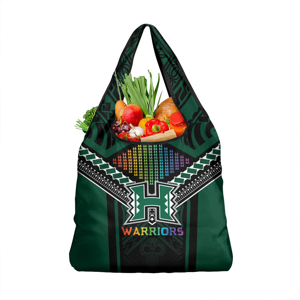 Hawaii Warriors Football Grocery Bag Rainbow Kakau Pattern Black
