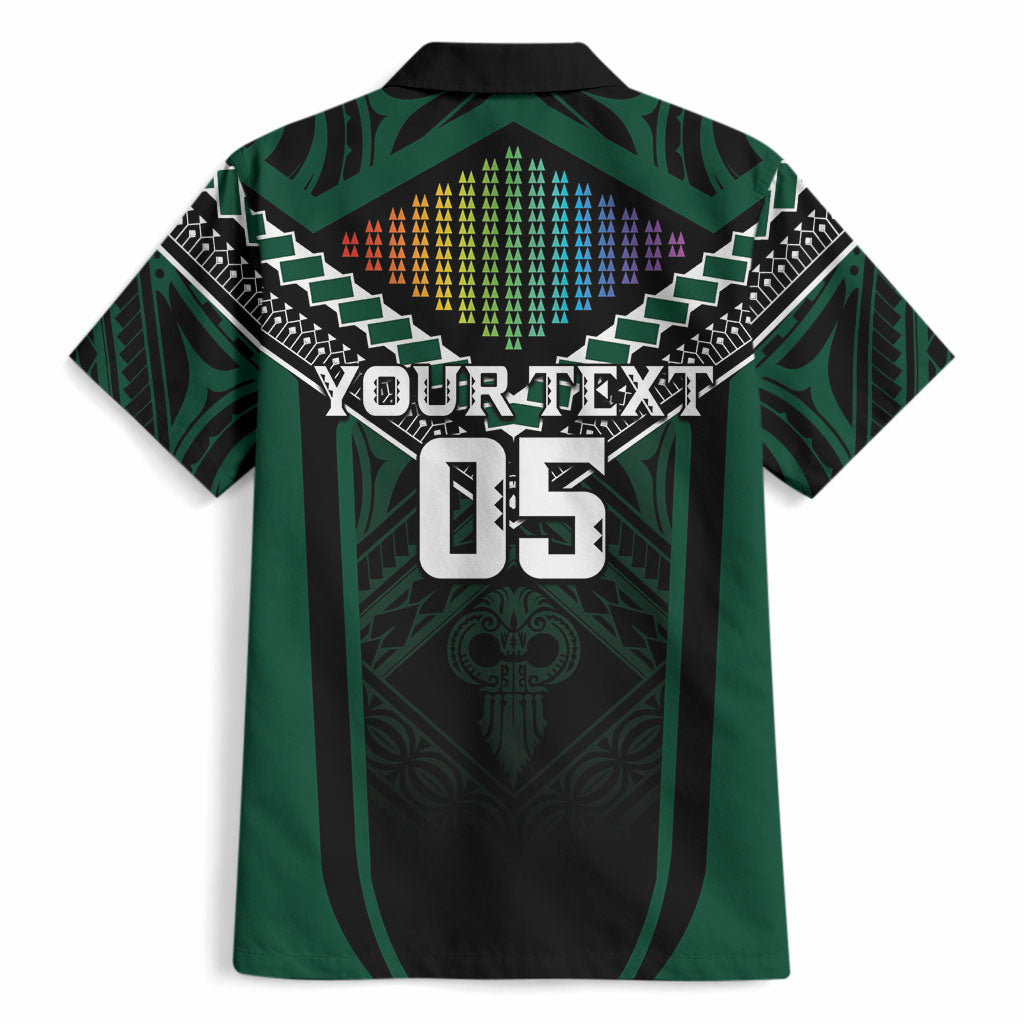 Custom Hawaii Warriors Football Hawaiian Shirt Rainbow Kakau Pattern Black LT05 - Polynesian Pride