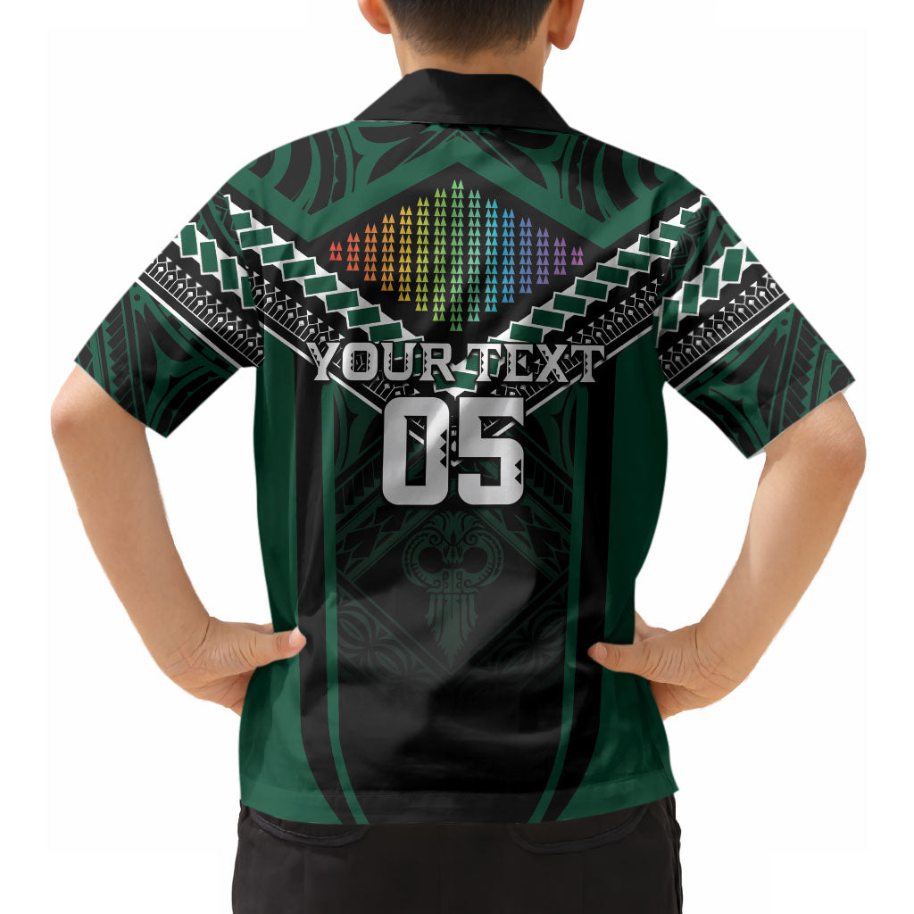 Custom Hawaii Warriors Football Hawaiian Shirt Rainbow Kakau Pattern Black LT05 - Polynesian Pride