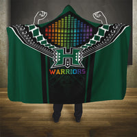 Hawaii Warriors Football Hooded Blanket Rainbow Kakau Pattern Black LT05 - Polynesian Pride