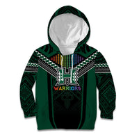 Custom Hawaii Warriors Football Kid Hoodie Rainbow Kakau Pattern Black LT05 Hoodie Black - Polynesian Pride
