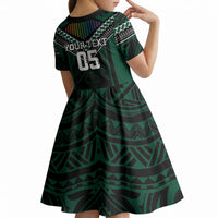 Custom Hawaii Warriors Football Kid Short Sleeve Dress Rainbow Kakau Pattern Black LT05 - Polynesian Pride