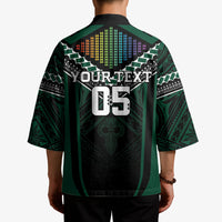 Custom Hawaii Warriors Football Kimono Rainbow Kakau Pattern Black LT05 - Polynesian Pride