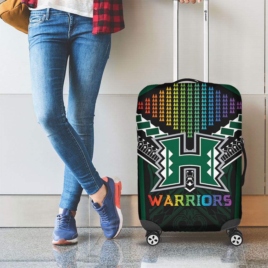 Hawaii Warriors Football Luggage Cover Rainbow Kakau Pattern Black LT05 - Polynesian Pride