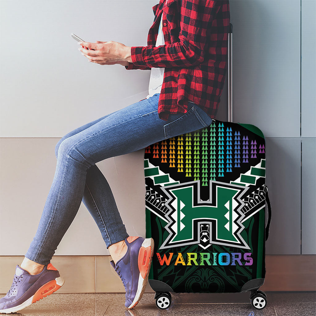 Hawaii Warriors Football Luggage Cover Rainbow Kakau Pattern Black LT05 - Polynesian Pride