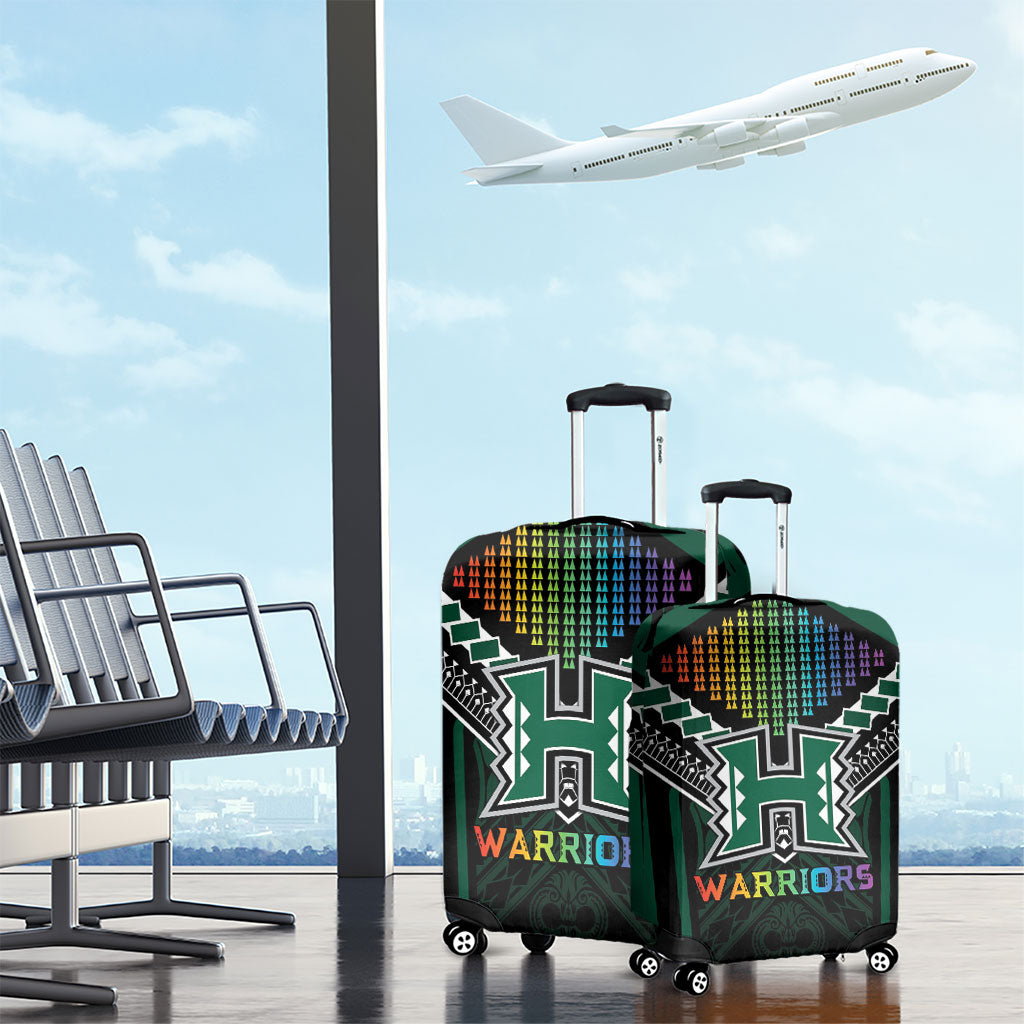 Hawaii Warriors Football Luggage Cover Rainbow Kakau Pattern Black LT05 - Polynesian Pride