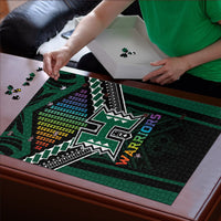 Hawaii Warriors Football Puzzle Rainbow Kakau Pattern Black LT05 - Polynesian Pride
