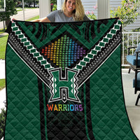 Hawaii Warriors Football Quilt Rainbow Kakau Pattern Black LT05 Black - Polynesian Pride